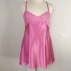 Private Luxuries XXL Chemise Slip Dress Dark Pink Satin Vintage